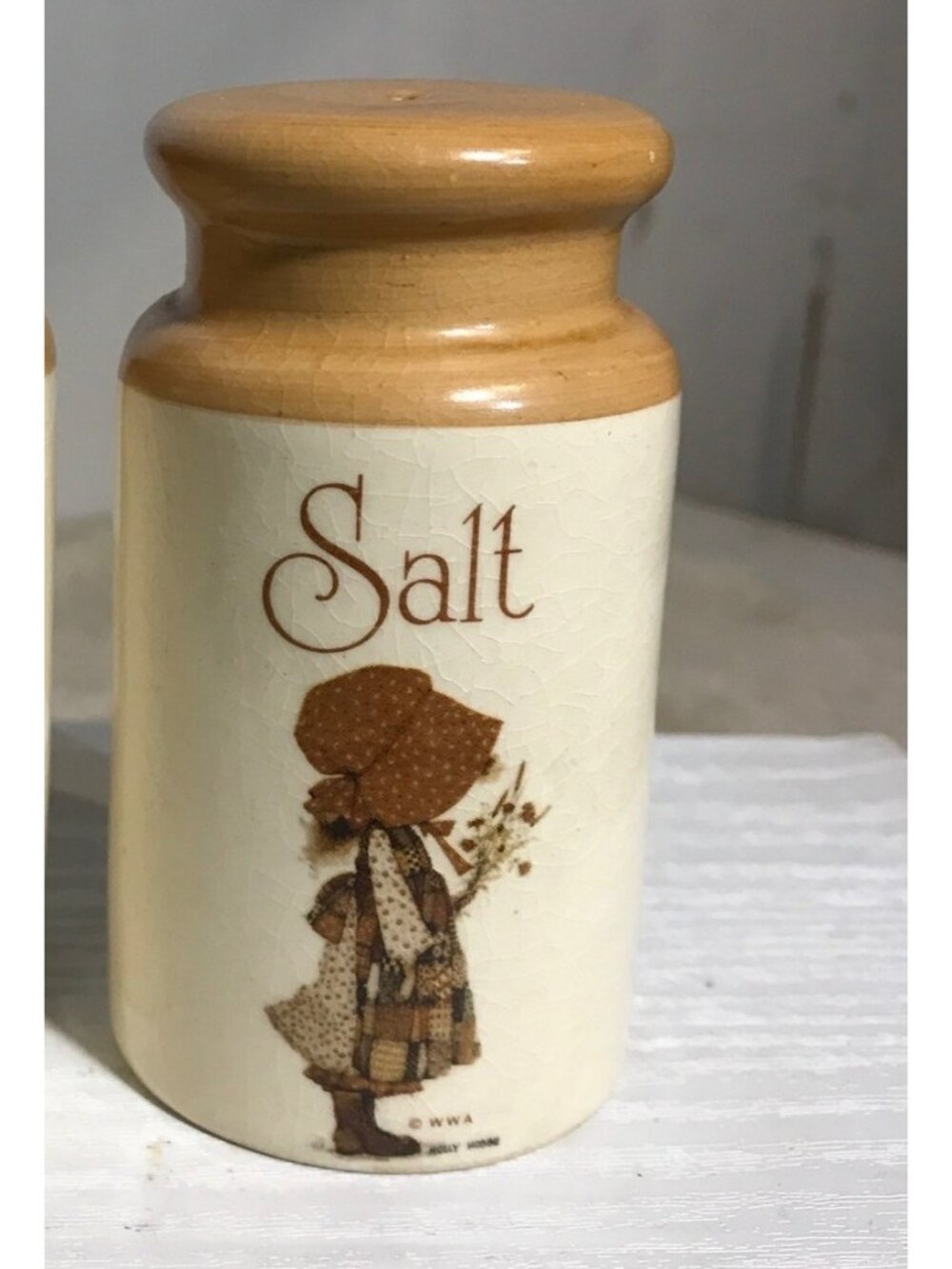 Vintage Holly Hobbie Salt Shaker Ceramic 1970s Kitchen Decor 3.75" Taiwan